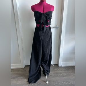 Black strapless one piece pantsuit